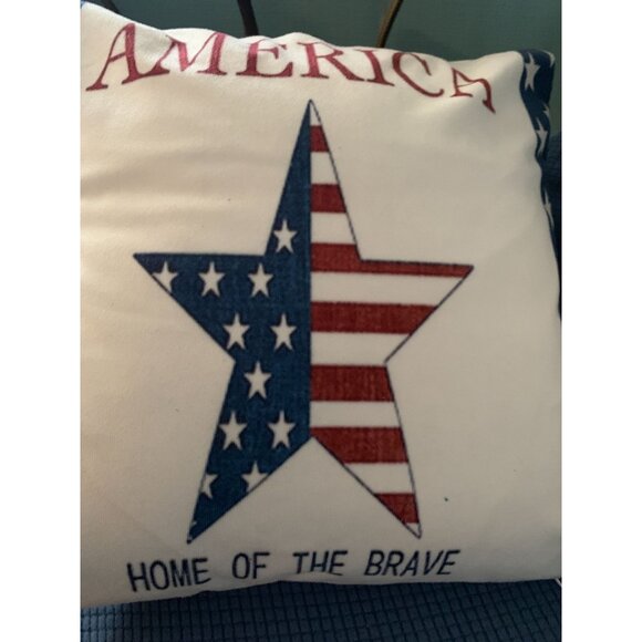 Patriotic Emvency Throw Pillow Set Of 2 Decorative Patriotic USA Flag Star & Map - Picture 3 of 6